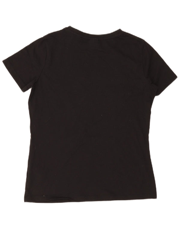 Guess Damen Grafik-T-Shirt-Oberteil UK 12 Mittelschwarze Baumwolle