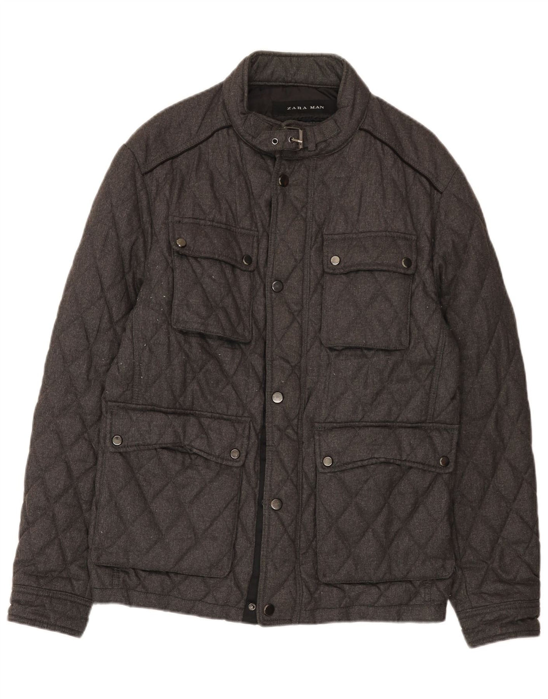 Zara Herren Steppjacke UK 40 Large Grau Polyester