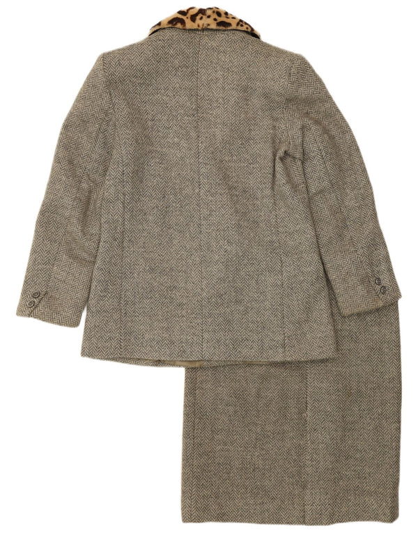 Vintage Damen 2-teiliges Rockset IT 44 Medium W28 Graues Fischgrätenmuster