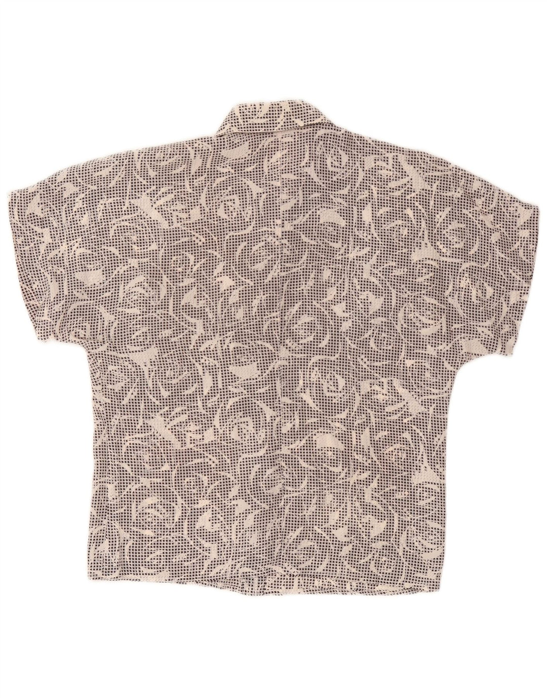 Vintage Damen Kurzarmshirt UK 14 Medium Black Houndstooth