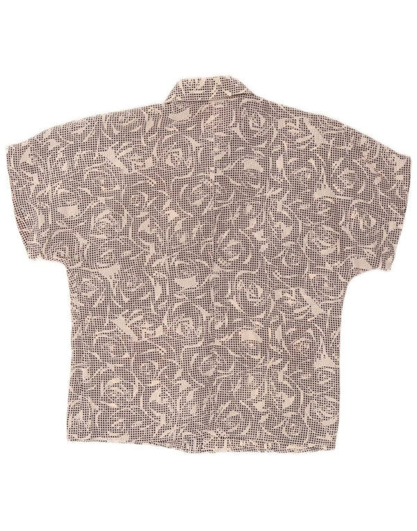 Vintage Damen Kurzarmshirt UK 14 Medium Black Houndstooth