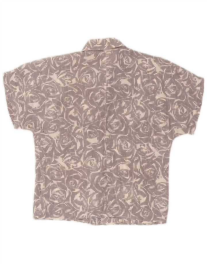 Vintage Damen Kurzarmshirt UK 14 Medium Black Houndstooth