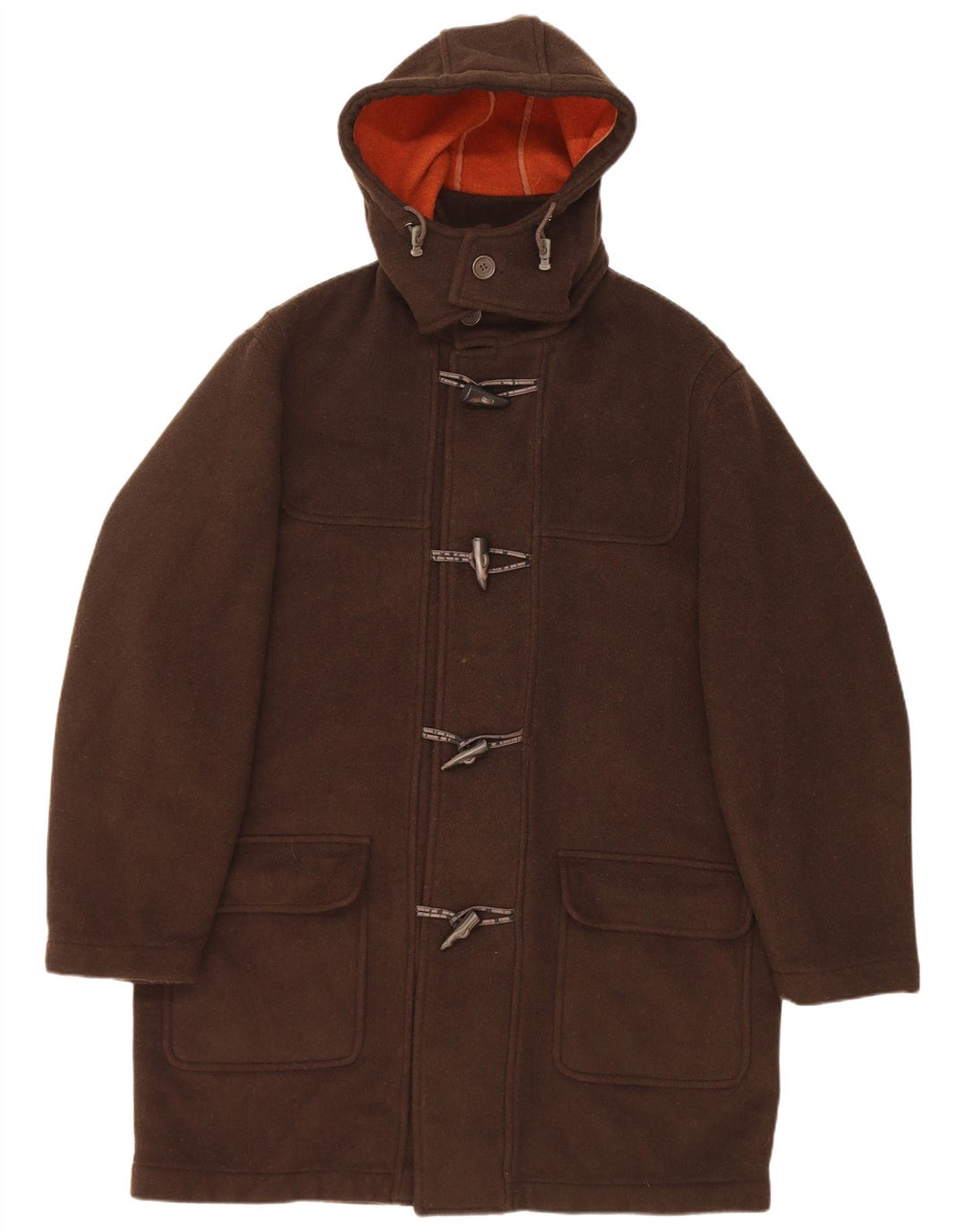 Commander Herren-Dufflecoat mit Kapuze, UK 42, XL, braune Wolle