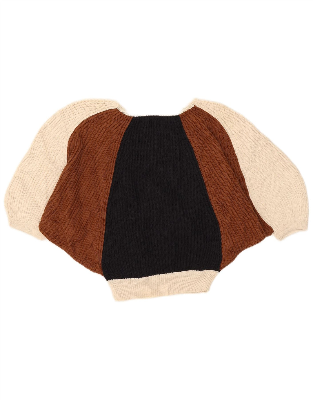 Vintage Damen Pullover mit 1/2-Ärmeln und U-Boot-Ausschnitt, Größe 44, mittelmehrfarbig