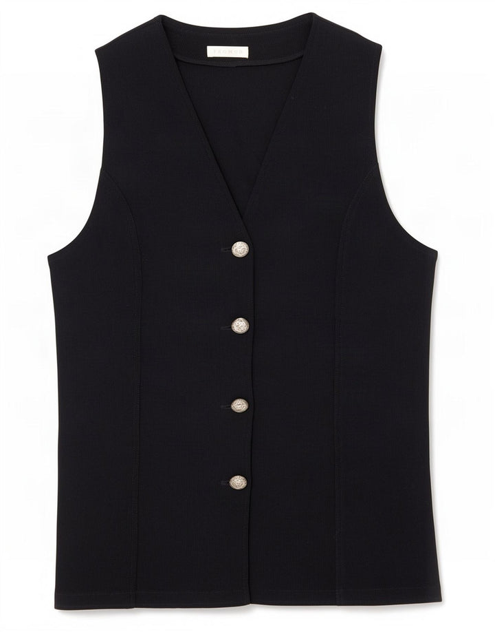 Promod Damen Weste UK 12 Medium Schwarz Polyamid