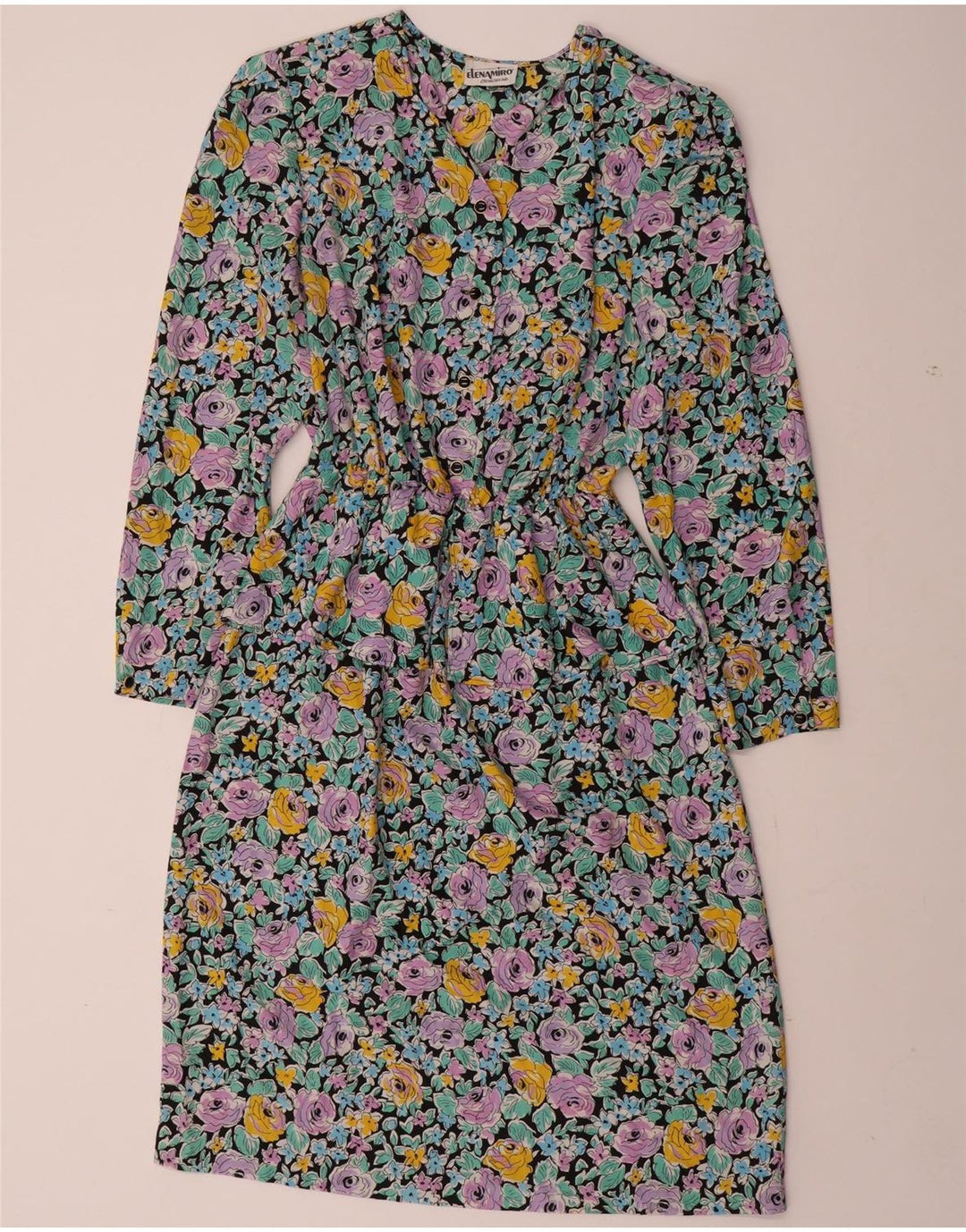 ELENA MIRO Damen Langarm-Schößchenkleid UK 22 3XL Mehrfarbig geblümt