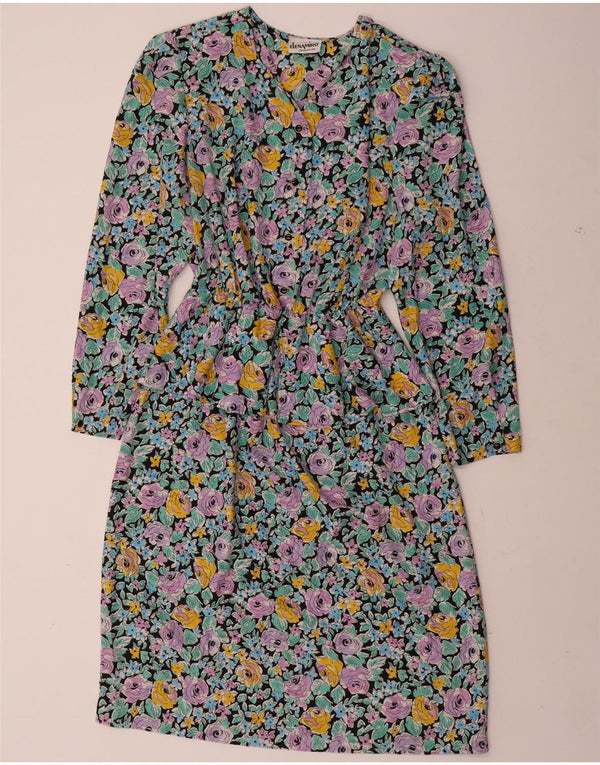 ELENA MIRO Damen Langarm-Schößchenkleid UK 22 3XL Mehrfarbig geblümt