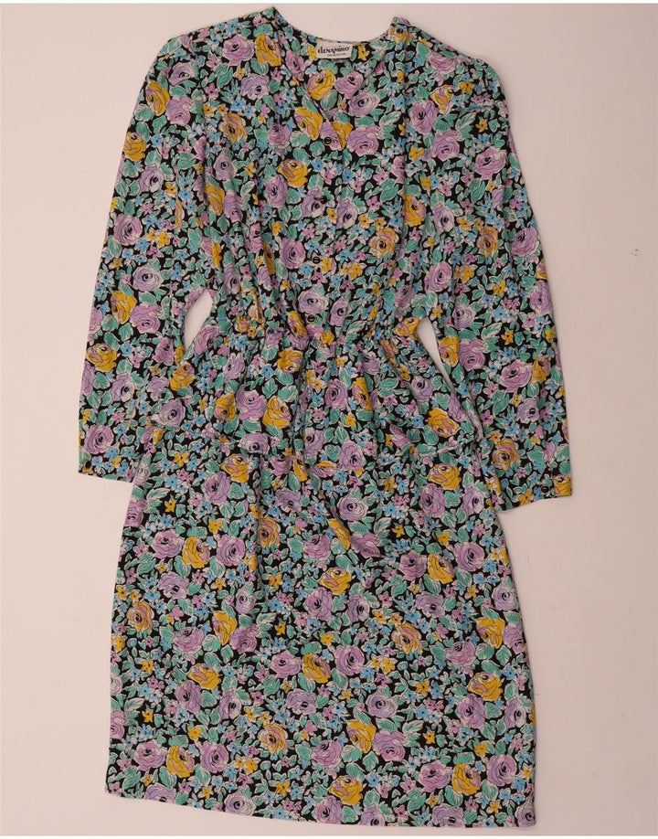 ELENA MIRO Damen Langarm-Schößchenkleid UK 22 3XL Mehrfarbig geblümt