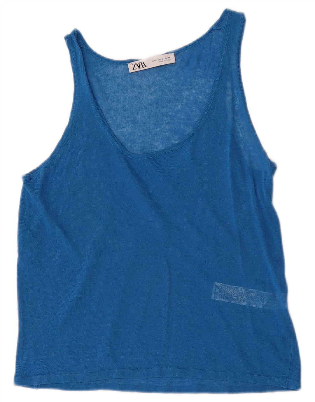 Zara Damen Crop Vest Top UK 8 Small Blau Acryl