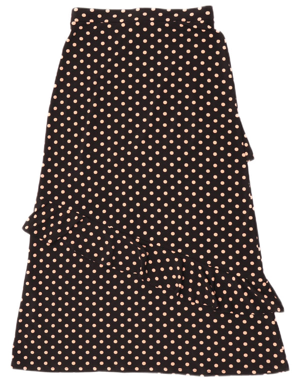 Oasis Damen Midi-Stufenrock UK 6 XS W24 Schwarz gepunktetes Polyester