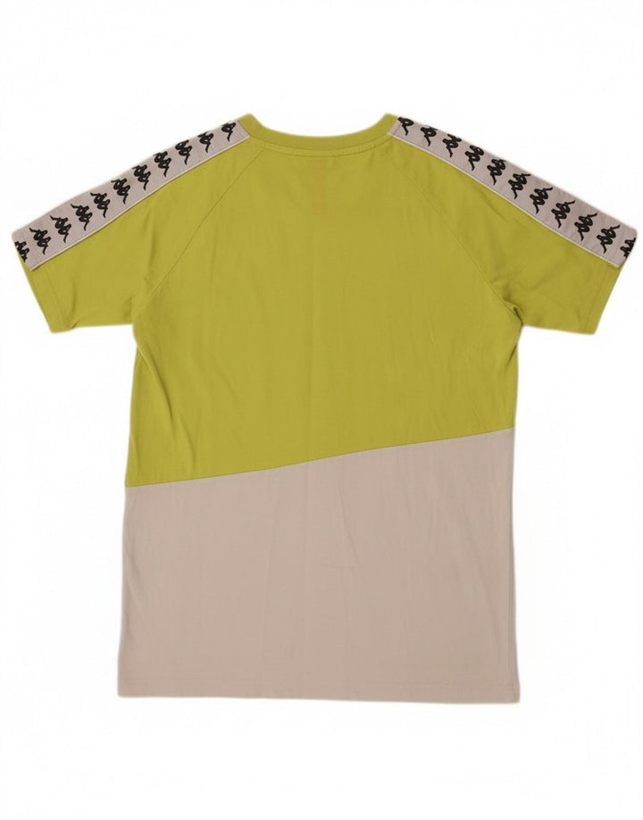 Kappa Herren Grafik-T-Shirt-Oberteil aus mittelgrüner Colourblock-Baumwolle