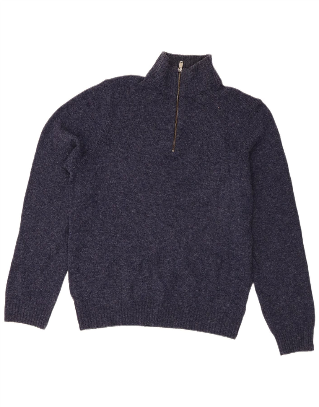 Marks & Spencer Herren-Pullover mit Reißverschluss am Hals, mittelgroße marineblaue Lammwolle