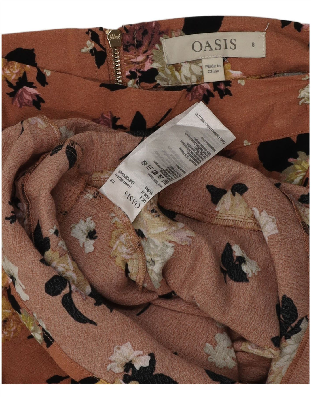 Oasis Damen Minirock UK 8 Small W28 Viskose mit rosa Blumenmuster