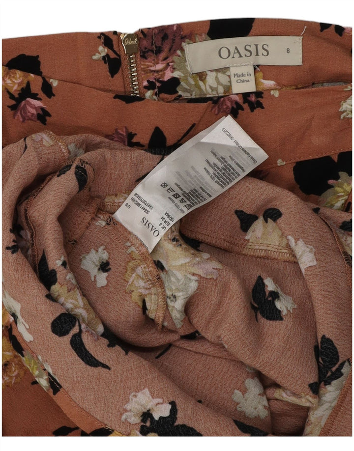 Oasis Damen Minirock UK 8 Small W28 Viskose mit rosa Blumenmuster