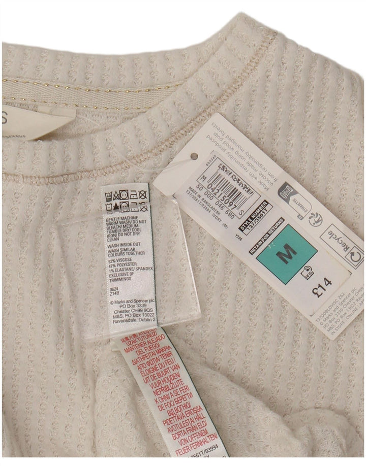 Marks & Spencer Damen Blusentop UK 14 Mittelweiße Viskose