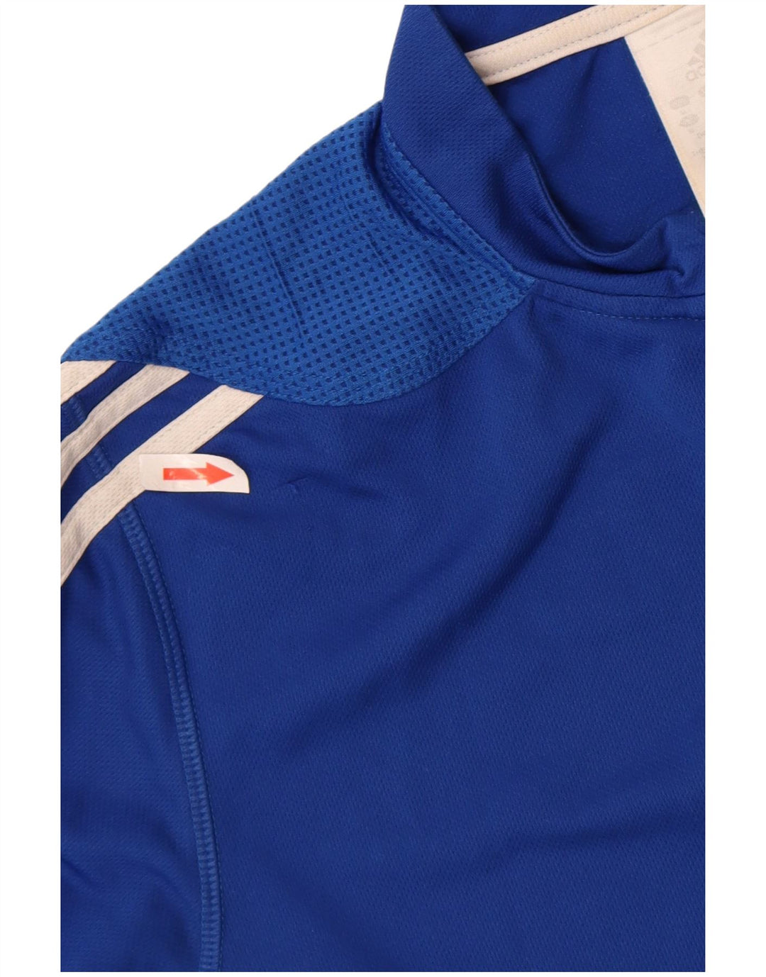 Adidas Herren-T-Shirt mit Reißverschluss am Hals, mittelblaues Polyester