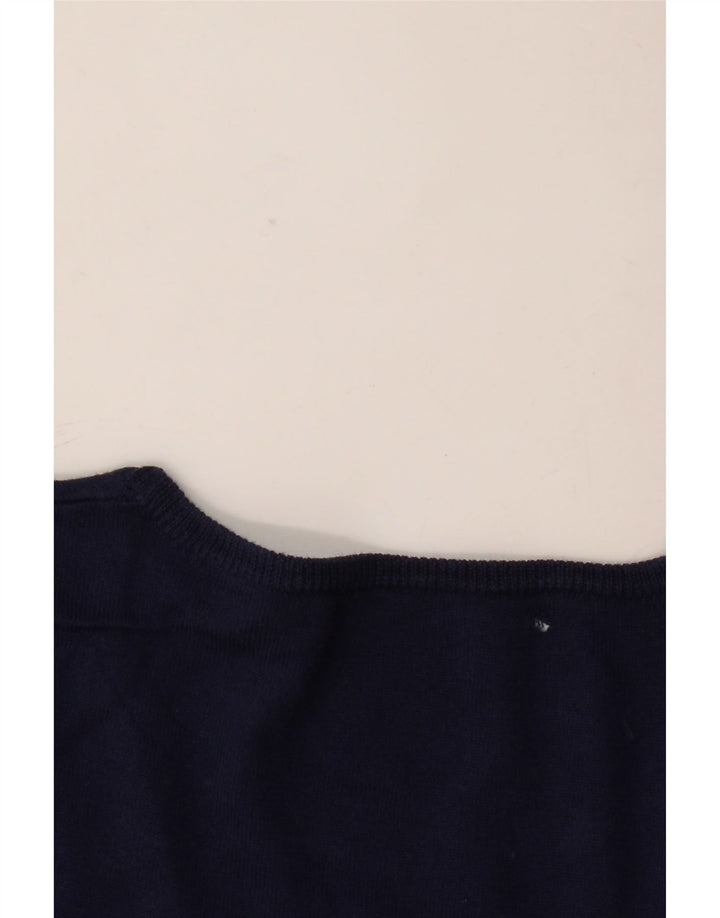 Ralph Lauren Damen-Pullover mit V-Ausschnitt, UK 12, mittelmarineblaue Baumwolle