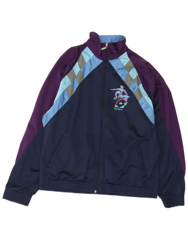 Lotto Herren-Trainingsanzug-Oberteil, Jacke, groß, marineblau, Farbblock-Polyester