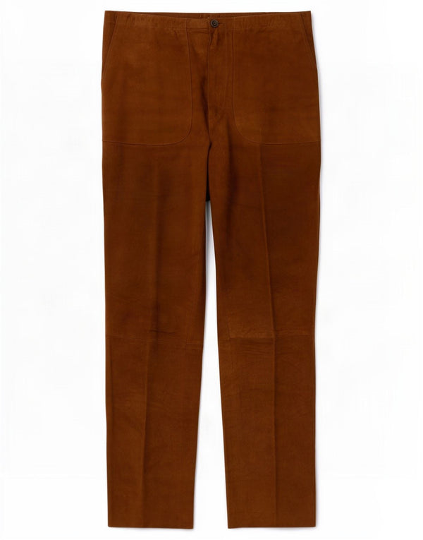 Vintage Womens Straight Suede Trousers EU 40 Medium W28 L26 Brown