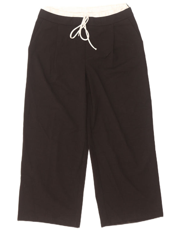 Zara Damen-Hose mit weitem Bein, mittelgroß, W28, L26, Schwarz, Farbblock