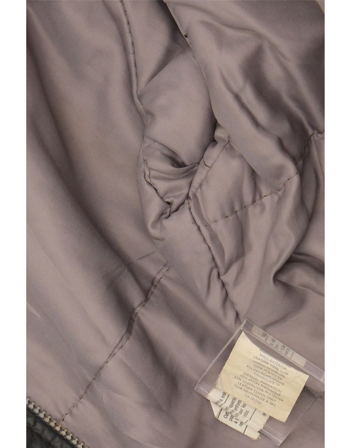 VINTAGE Herren Lederjacke UK 40 Großes graues Leder