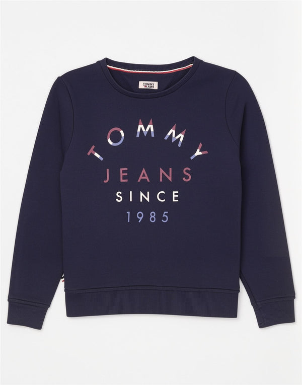 Tommy Hilfiger Damen Grafik-Sweatshirt-Pullover UK 10 Small Marineblau