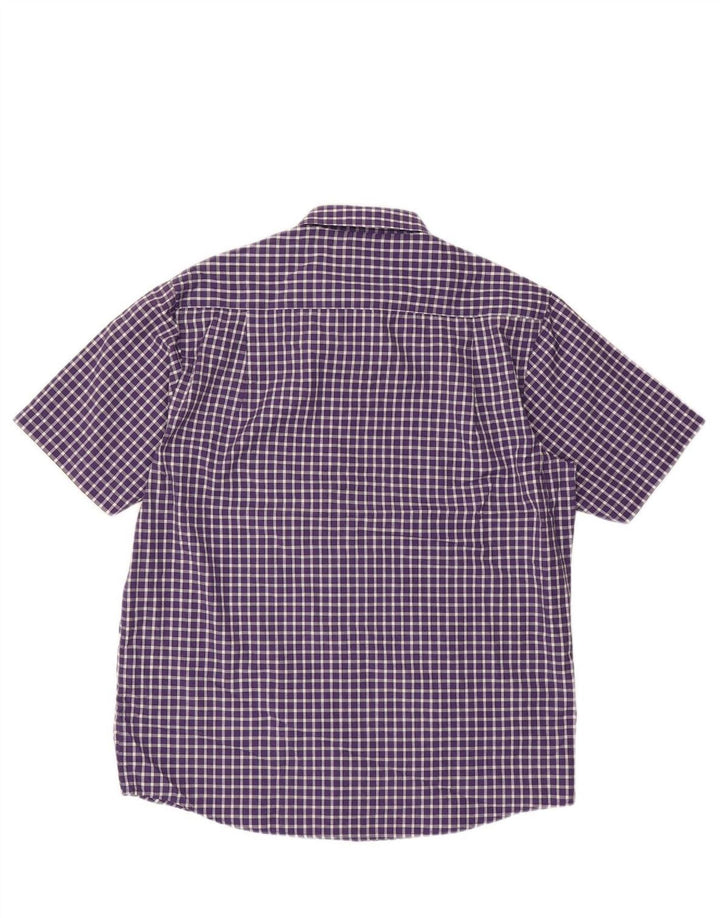 JAMES PRINGLE Mens Short Sleeve Shirt Large Purple Check Polyester