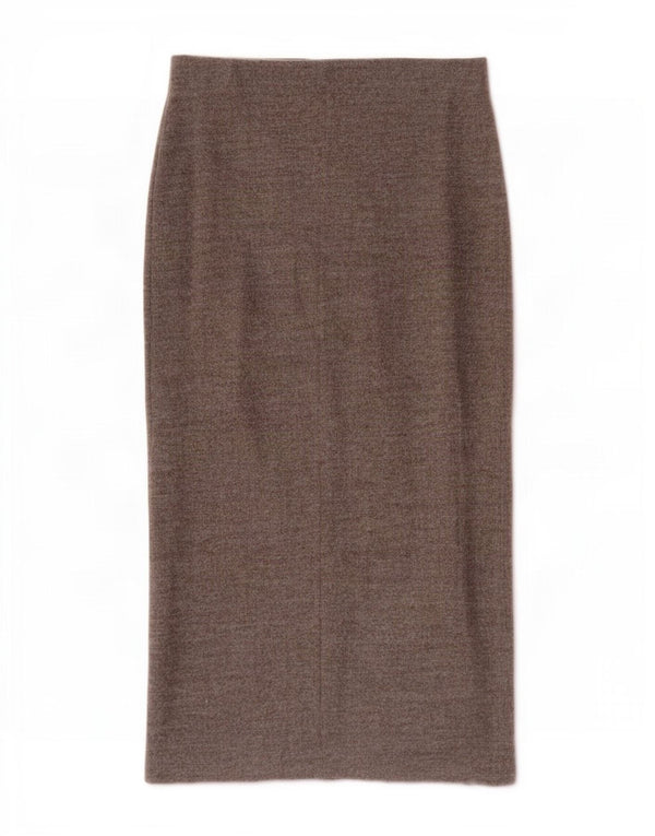 Zara Damen Midirock mit hoher Taille, Größe S, Größe 26, braun, Baumwolle