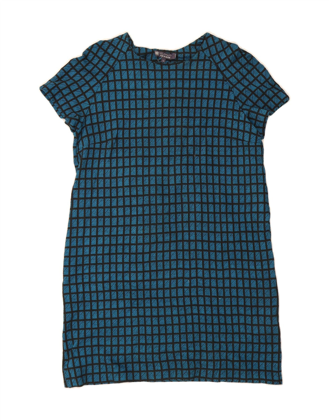 MARKS & SPENCER Womens Short Sleeves Shift Dress UK 16 Large Green Check Vintage Marks & Spencer and Second-Hand Marks & Spencer from Messina Hembry 