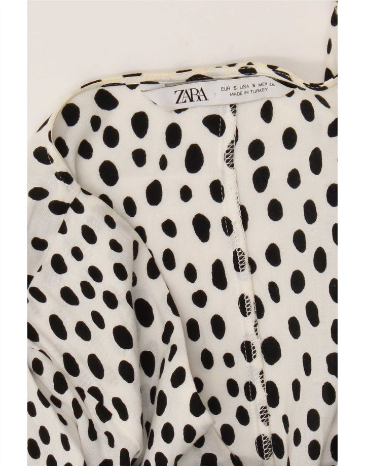 Zara Damen A-Linien-Kleid UK 10 Small Weiß meliert