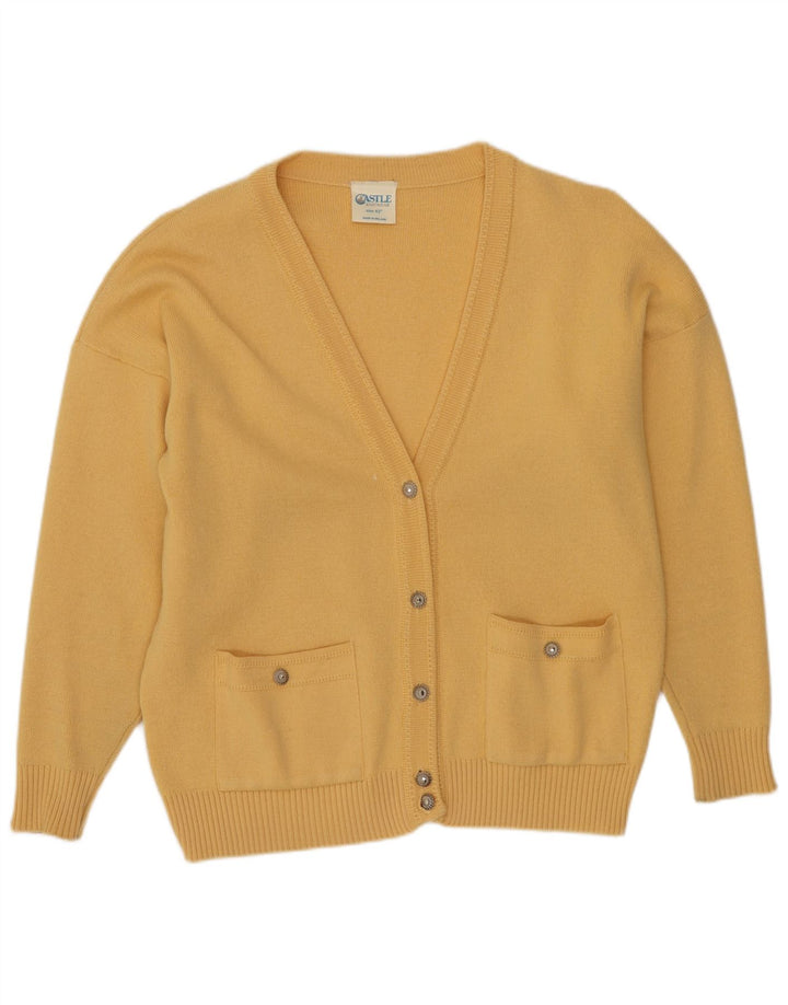 CASTLE Damen Strickjacke Pullover EU 42 Großes gelbes Acryl