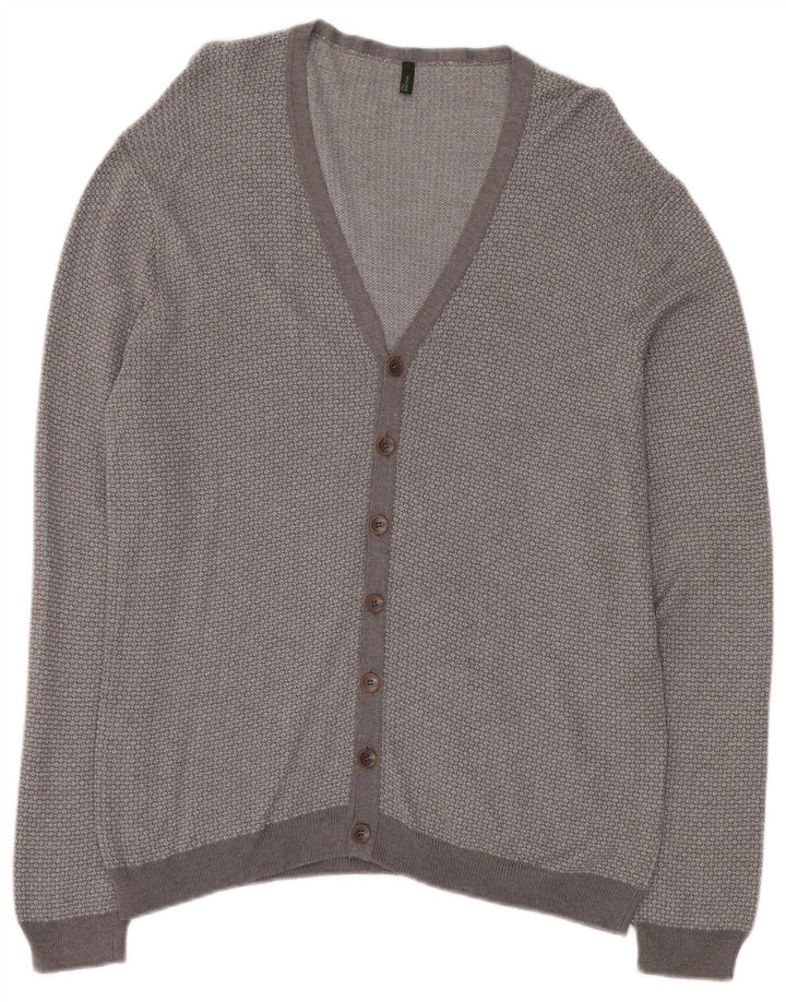 BENETTON Damen-Cardigan-Pullover UK 18 XL Grau gefleckte Viskose