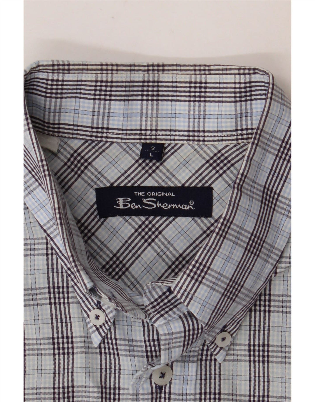 BEN SHERMAN Herren-Kurzarmhemd, groß, blau kariert