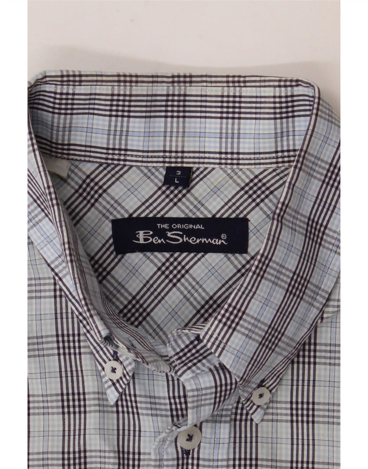 BEN SHERMAN Herren-Kurzarmhemd, groß, blau kariert