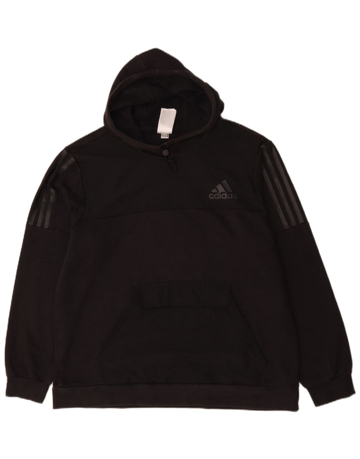 Adidas Herren Kapuzenpullover, groß, aus schwarzer Baumwolle
