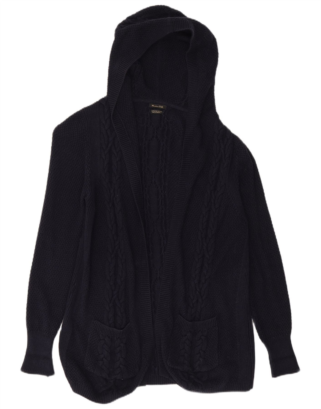 MASSIMO DUTTI Damen Longline Cardigan Pullover UK 10 Small Marineblau