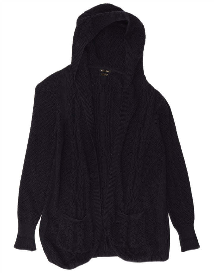 MASSIMO DUTTI Damen Longline Cardigan Pullover UK 10 Small Marineblau