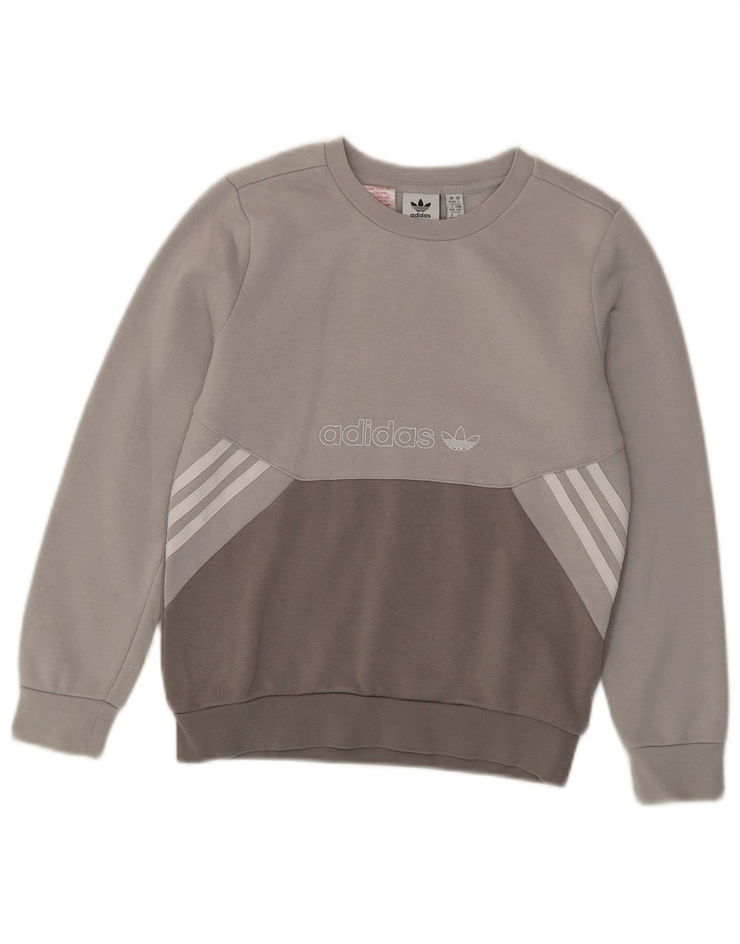 ADIDAS Grafik-Sweatshirt für Jungen, 9–10 Jahre, graue Farbblock-Baumwolle