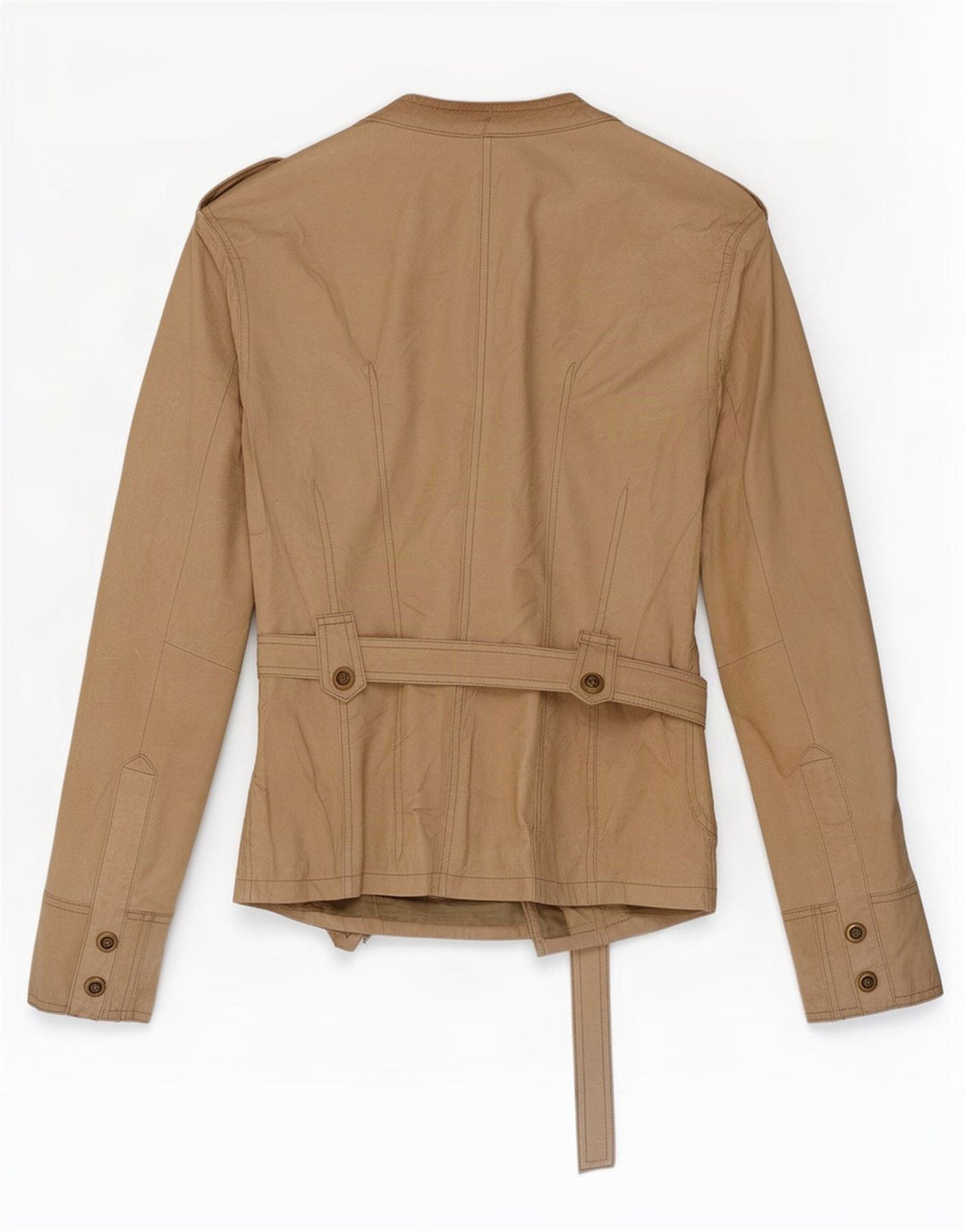 Vintage Damen Militärlederjacke IT 48 XL Beige
