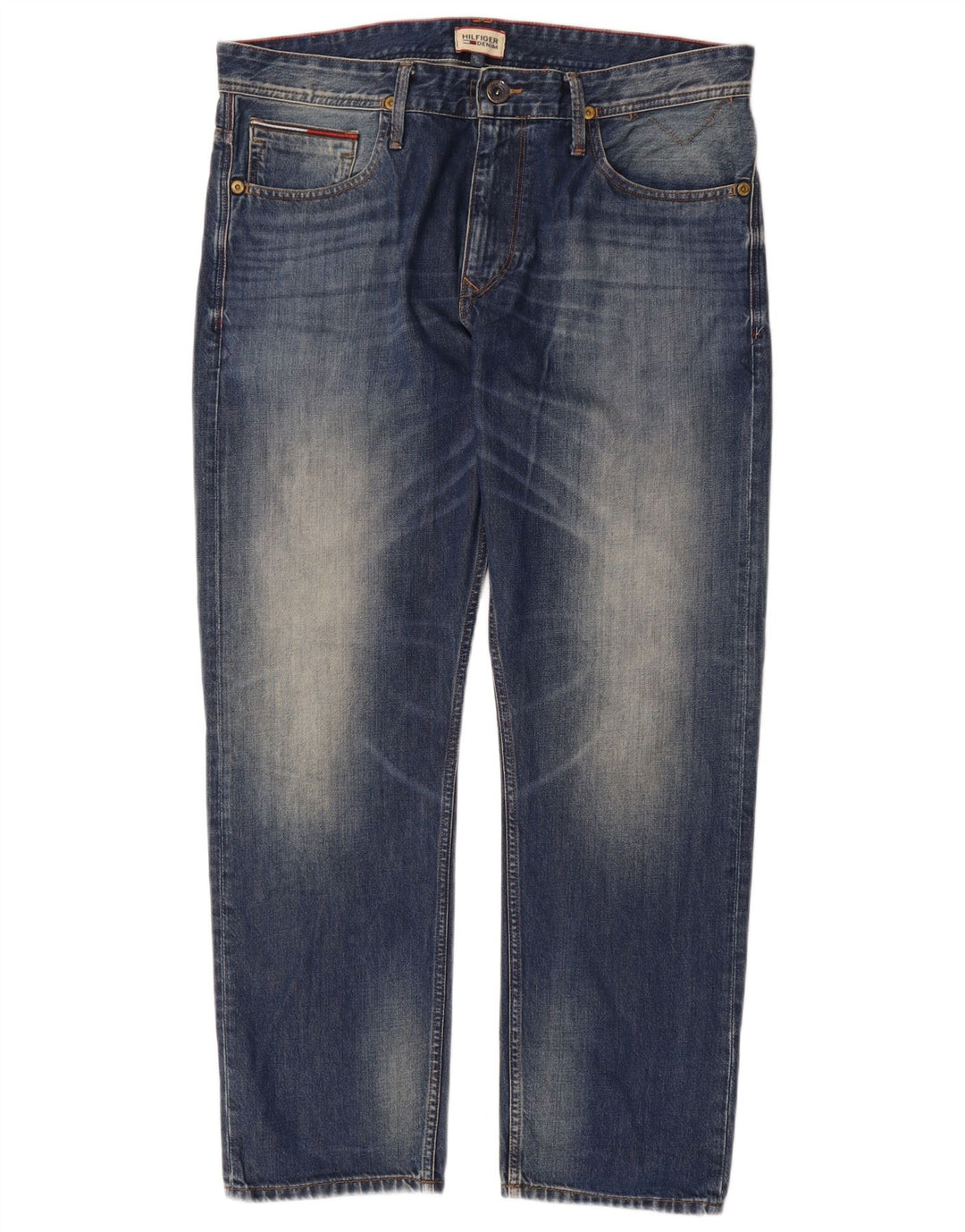 Tommy Hilfiger Herren Straight Jeans W36 L30 Blaue Baumwolle