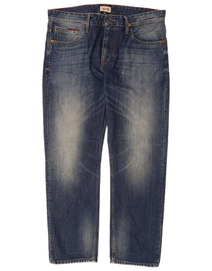 Tommy Hilfiger Herren Straight Jeans W36 L30 Blaue Baumwolle