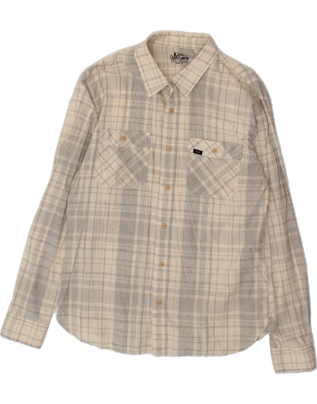 LEE Mens Slim Shirt XL Grey Plaid Cotton Classic Vintage Lee and Second-Hand Lee from Messina Hembry 