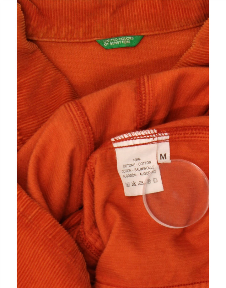 Benetton Damen Cordhemd UK 14 Mittelorange Baumwolle