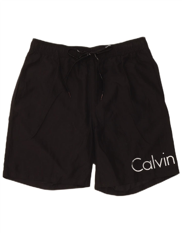 CALVIN KLEIN Herren Badeshorts mit Grafik, groß, aus schwarzem Polyester