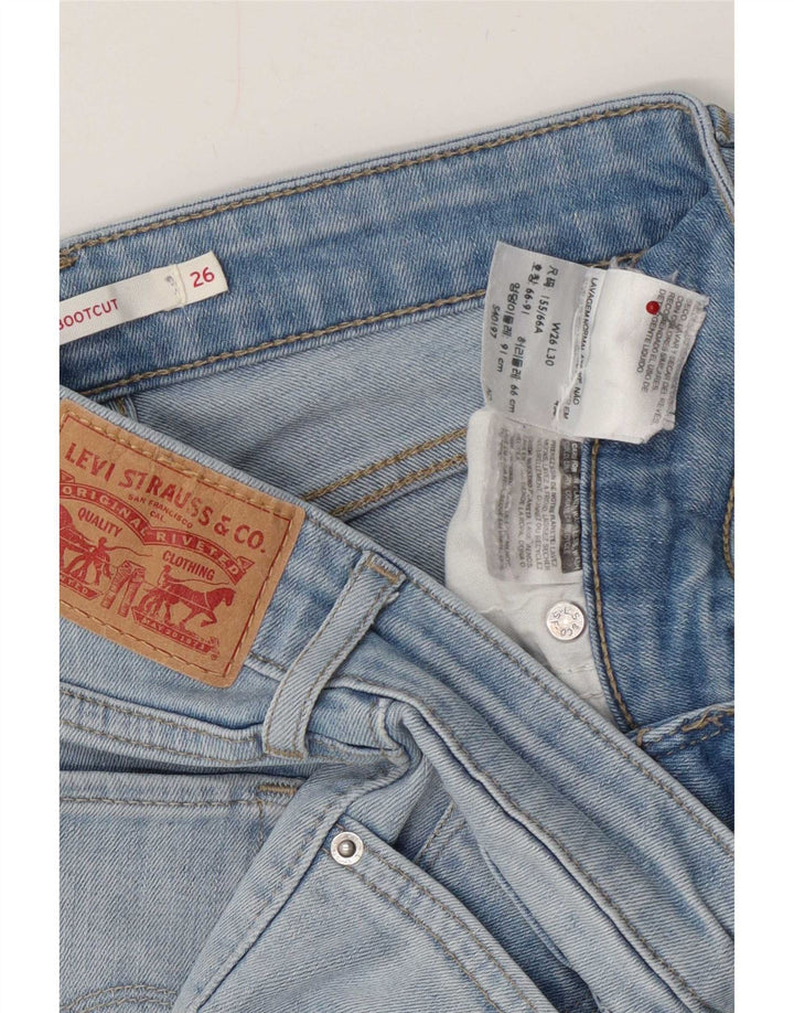 Levi's Damen 715 Distressed Bootcut Jeans W26 L30 Blaue Baumwolle