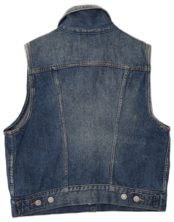 Levi's Damen Crop Denim Gilet UK 12 Mittelblaue Baumwolle