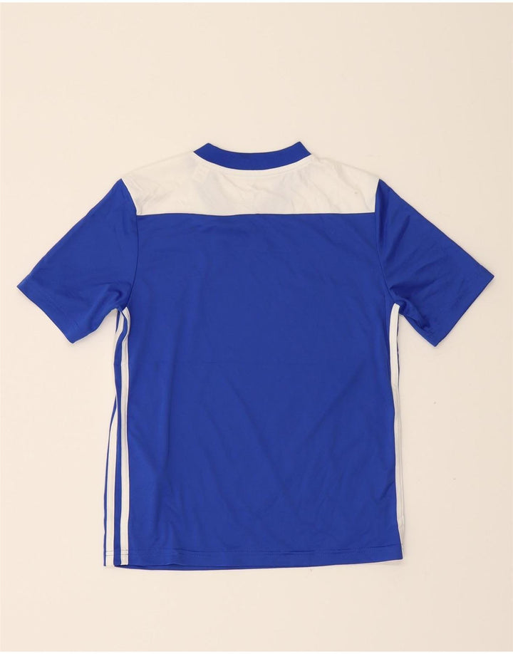 ADIDAS Boys Climalite T-Shirt Top 11-12 Years Medium  Blue Colourblock Vintage Adidas and Second-Hand Adidas from Messina Hembry 