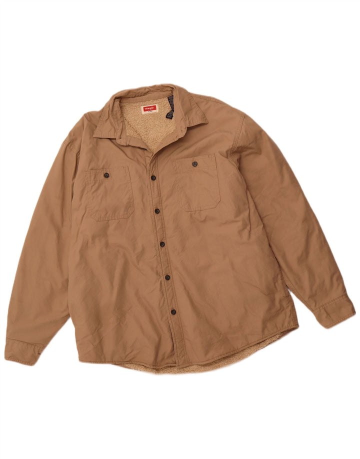 WRANGLER Herren Sherpa Jacke UK 42 XL Braune Baumwolle