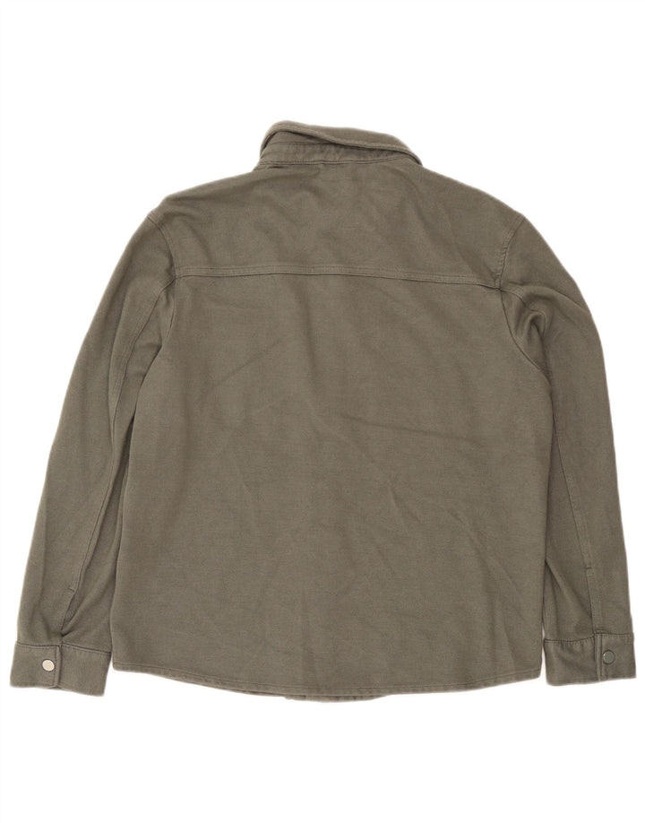 Zara Herren-Overshirt-Hemd, groß, Khaki, Viskose