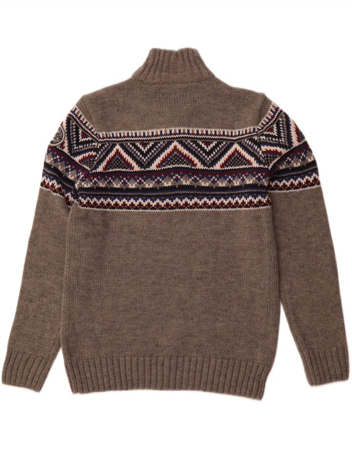 SOUTHERN Herren-Pullover mit Knopfkragen, 2XL, graues Fair-Isle-Acryl